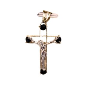 pendente croce con cristo bicolore oro 18 kt