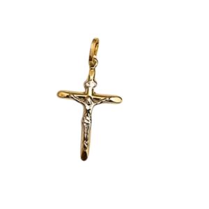 croce bicolore oro 18kt