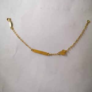 bracciale neonato oro 18 k con cuore e targhetta