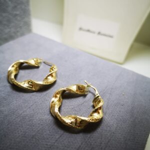 JTV Orecchini A Cerchio Donna Oro 18kt Su Bronzo - Motivo Chiave Greca, Leggeri Ed Eleganti