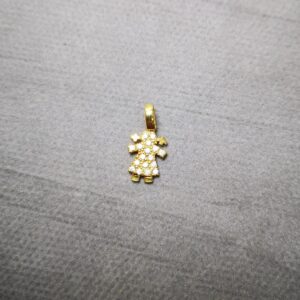 Ciondolo le Bebè femmina con zirconi bianchi oro 18K