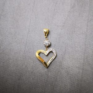 Ciondolo con pallina e cuore zirconato oro 18K