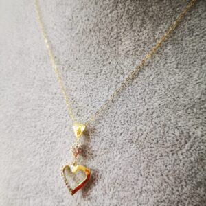 Ovalina con pendente cuore con resina oro 18K