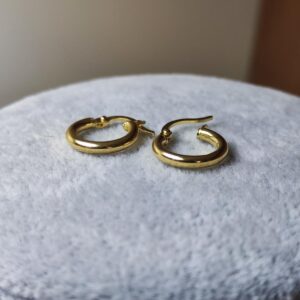 Orecchini cerchietto bombati piccoli oro 18K