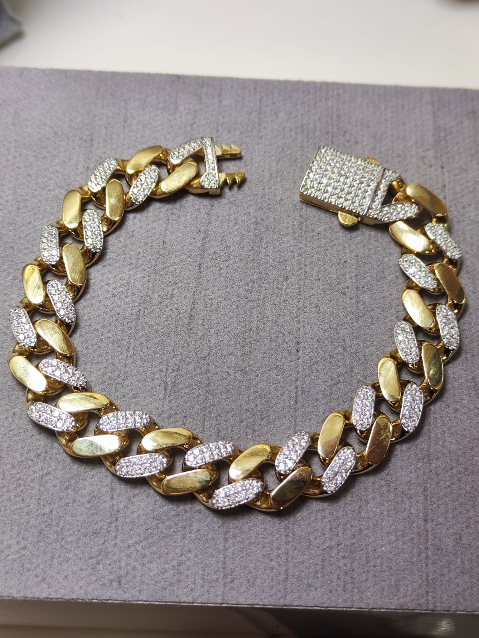 Bracciale Uomo Oro Giallo 585 (14kt) Grumetta Piatta – Larghezza 4,7 Mm – Made In Germany – Lunghezza 19 Cm