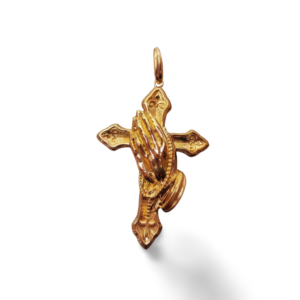 Crocifisso Elettroformato con mani di Padre Pio oro 18kt