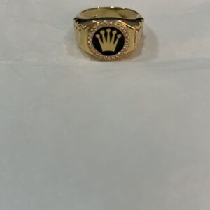 Anello Uomo Rolex onice tondo nero oro giallo 18K