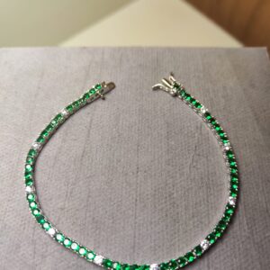 Bracciale Tennis Argento 925 zirconi verdi e bianchi