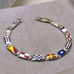 Bracciale con Bandiere Nautiche oro Bianco 18K 6mm