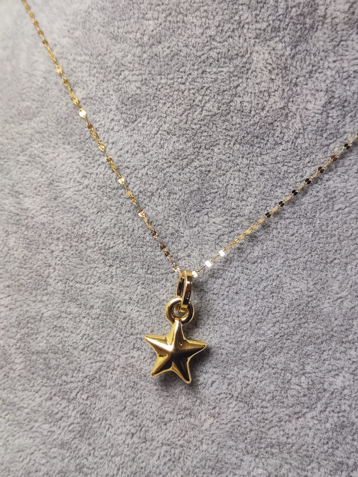 Jewelry Affairs Collana In Oro Giallo 14K Con Ciondolo Stella Scorrevole, Catena 45 Cm, Finitura Lucida