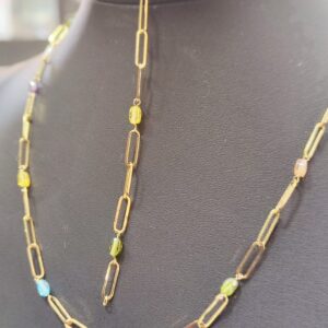 Completo Collana e Bracciale modello ferragni colorato Oro 18K