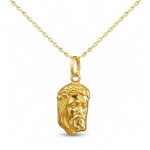 Collana Ovalina con Ciondolo Volto Gesù in Oro Giallo 18 KT – Prima Misura