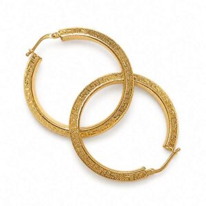 Orecchini a Cerchio con Greca in Oro Giallo 18 KT – Diametro 3 cm