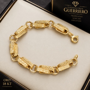 Bracciale Maglie Schiacciate Greca Oro 18 kt 21 cm