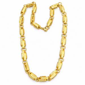 Collana Maglie Schiacciate Greca in Oro Giallo 18 KT – 60 cm